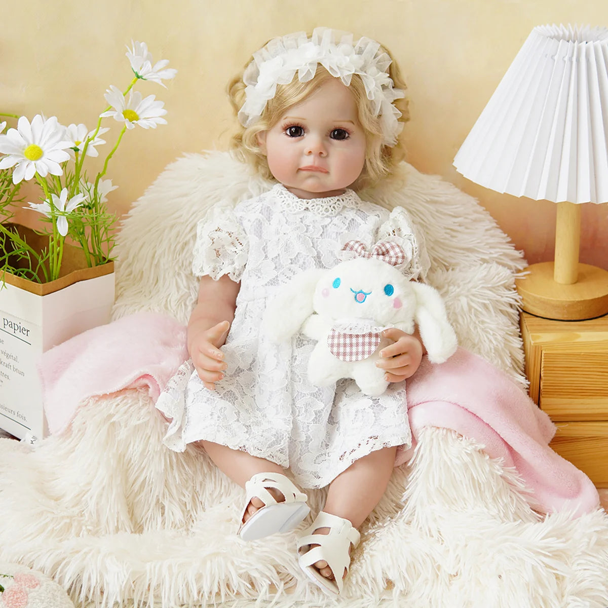 Boneca Bebê Reborn Realista 55cm Original Kit Acessórios Conjunto Roupa Mamadeira Chupeta Pelúcia Fralda Certidão