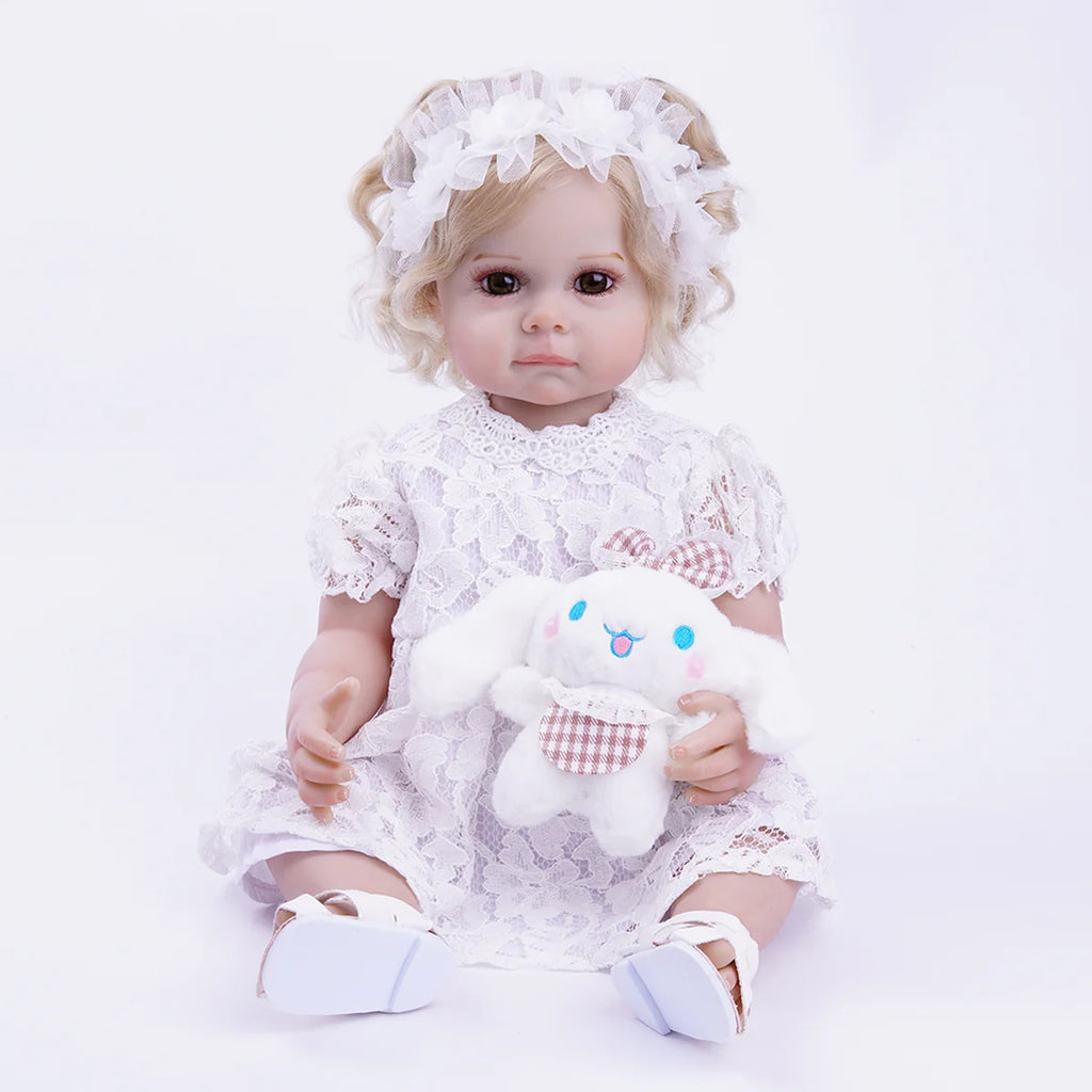 Boneca Bebê Reborn Realista 55cm Original Kit Acessórios Conjunto Roupa Mamadeira Chupeta Pelúcia Fralda Certidão