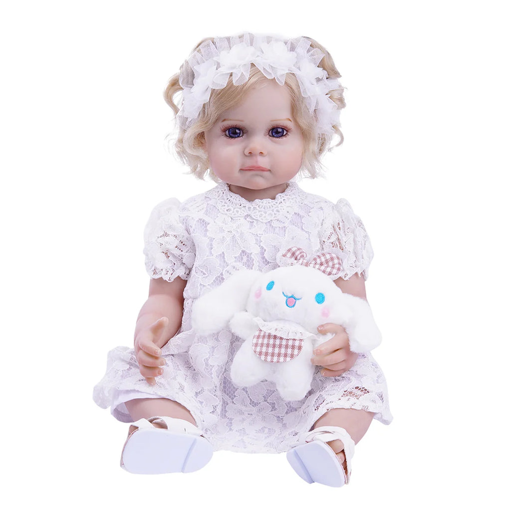 Boneca Bebê Reborn Realista 55cm Original Kit Acessórios Conjunto Roupa Mamadeira Chupeta Pelúcia Fralda Certidão