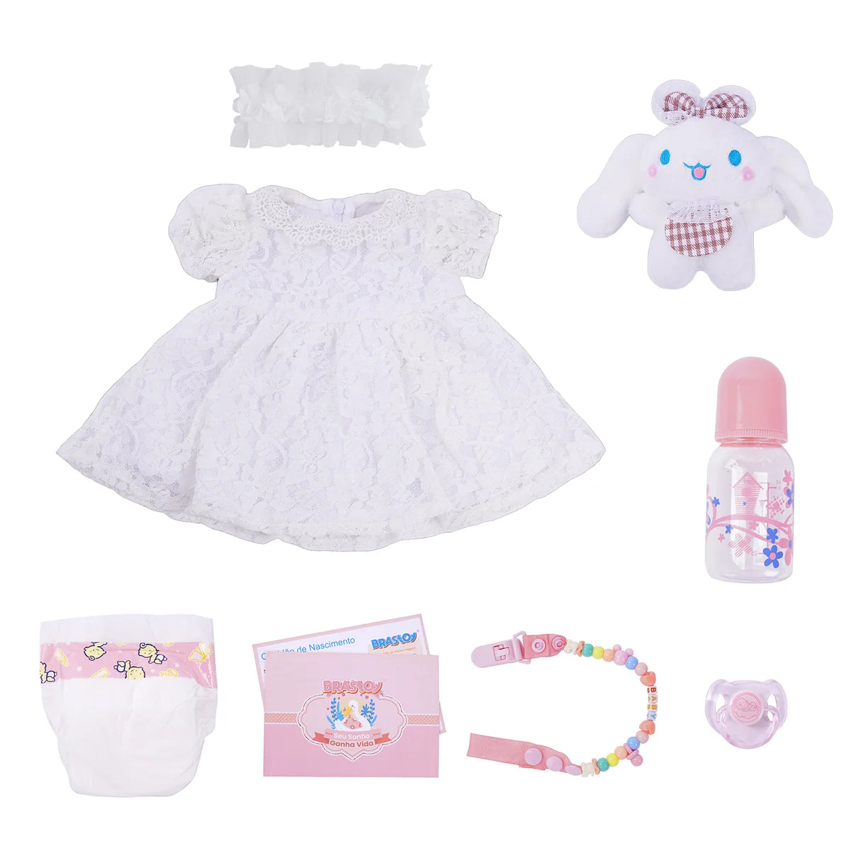 Boneca Bebê Reborn Realista 55cm Original Kit Acessórios Conjunto Roupa Mamadeira Chupeta Pelúcia Fralda Certidão