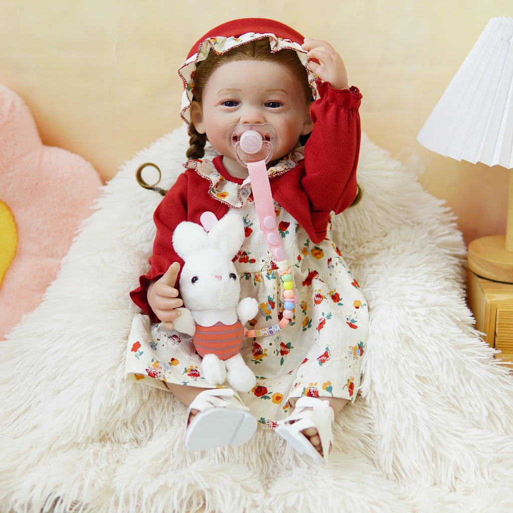 Boneca Bebê Reborn Realista 55cm Original Kit Acessórios Conjunto Roupa Mamadeira Chupeta Pelúcia Fralda Certidão