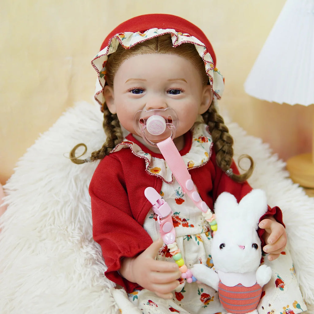Boneca Bebê Reborn Realista 55cm Original Kit Acessórios Conjunto Roupa Mamadeira Chupeta Pelúcia Fralda Certidão