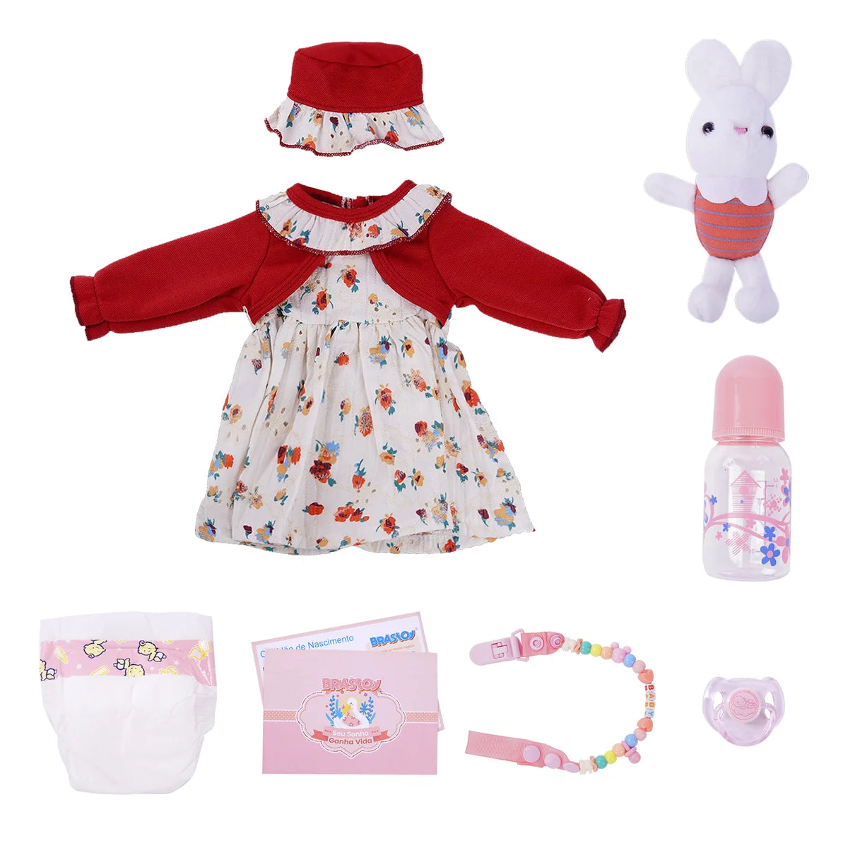 Boneca Bebê Reborn Realista 55cm Original Kit Acessórios Conjunto Roupa Mamadeira Chupeta Pelúcia Fralda Certidão