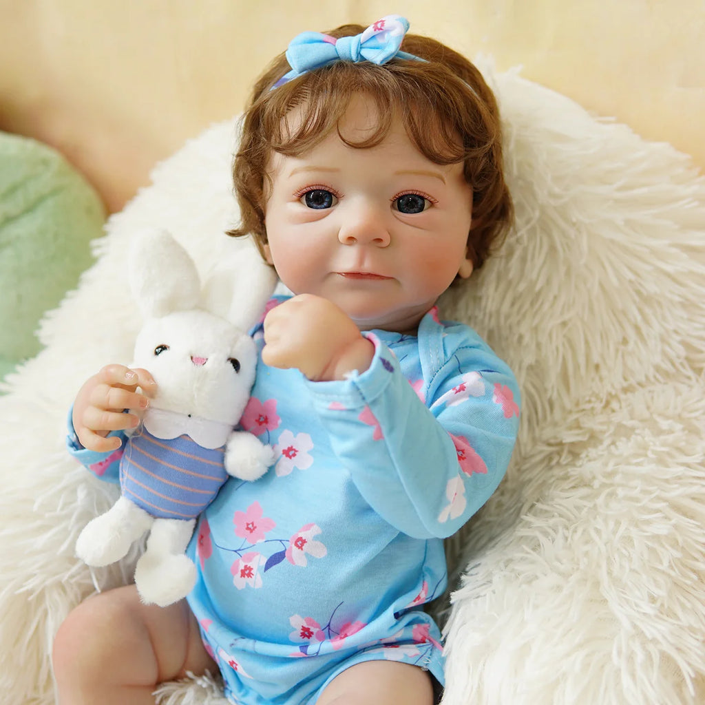 Boneca Bebê Reborn Silicone Realista 48cm Original Kit Acessórios Conjunto Roupa Mamadeira Chupeta Pelúcia Fralda Certidão