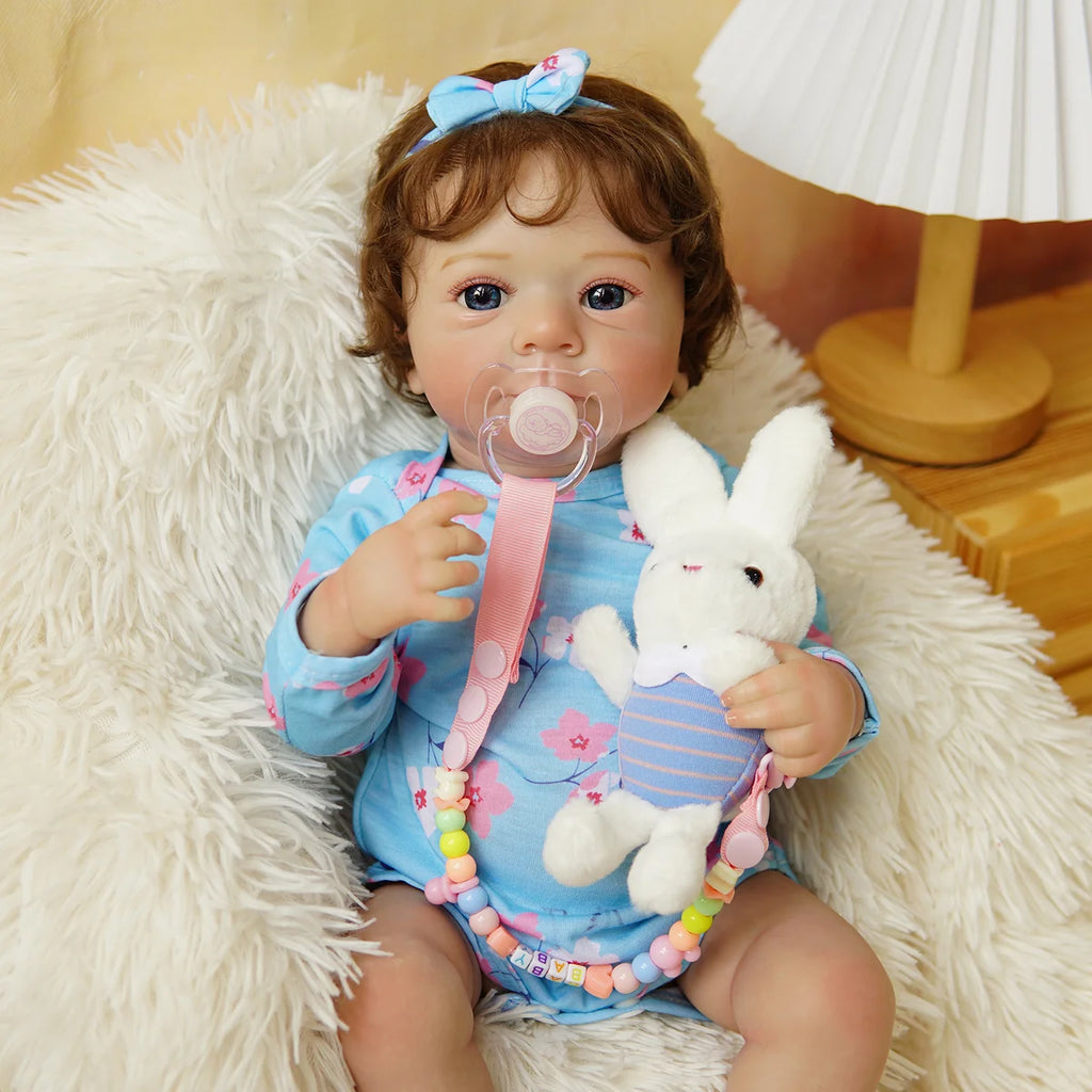 Boneca Bebê Reborn Silicone Realista 48cm Original Kit Acessórios Conjunto Roupa Mamadeira Chupeta Pelúcia Fralda Certidão