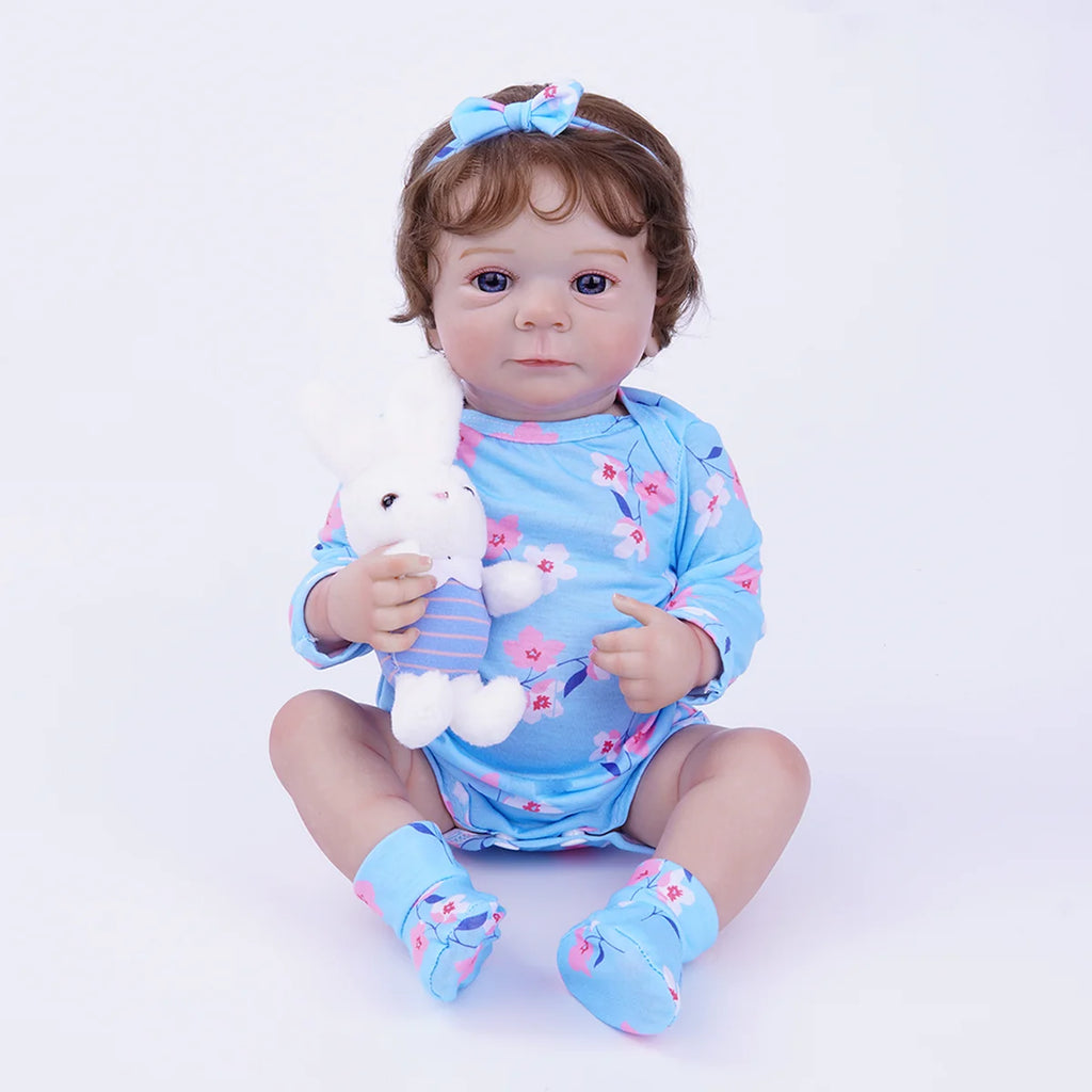 Boneca Bebê Reborn Silicone Realista 48cm Original Kit Acessórios Conjunto Roupa Mamadeira Chupeta Pelúcia Fralda Certidão
