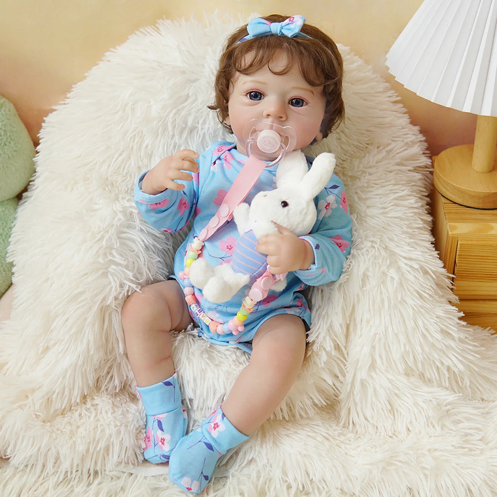 Boneca Bebê Reborn Silicone Realista 48cm Original Kit Acessórios Conjunto Roupa Mamadeira Chupeta Pelúcia Fralda Certidão