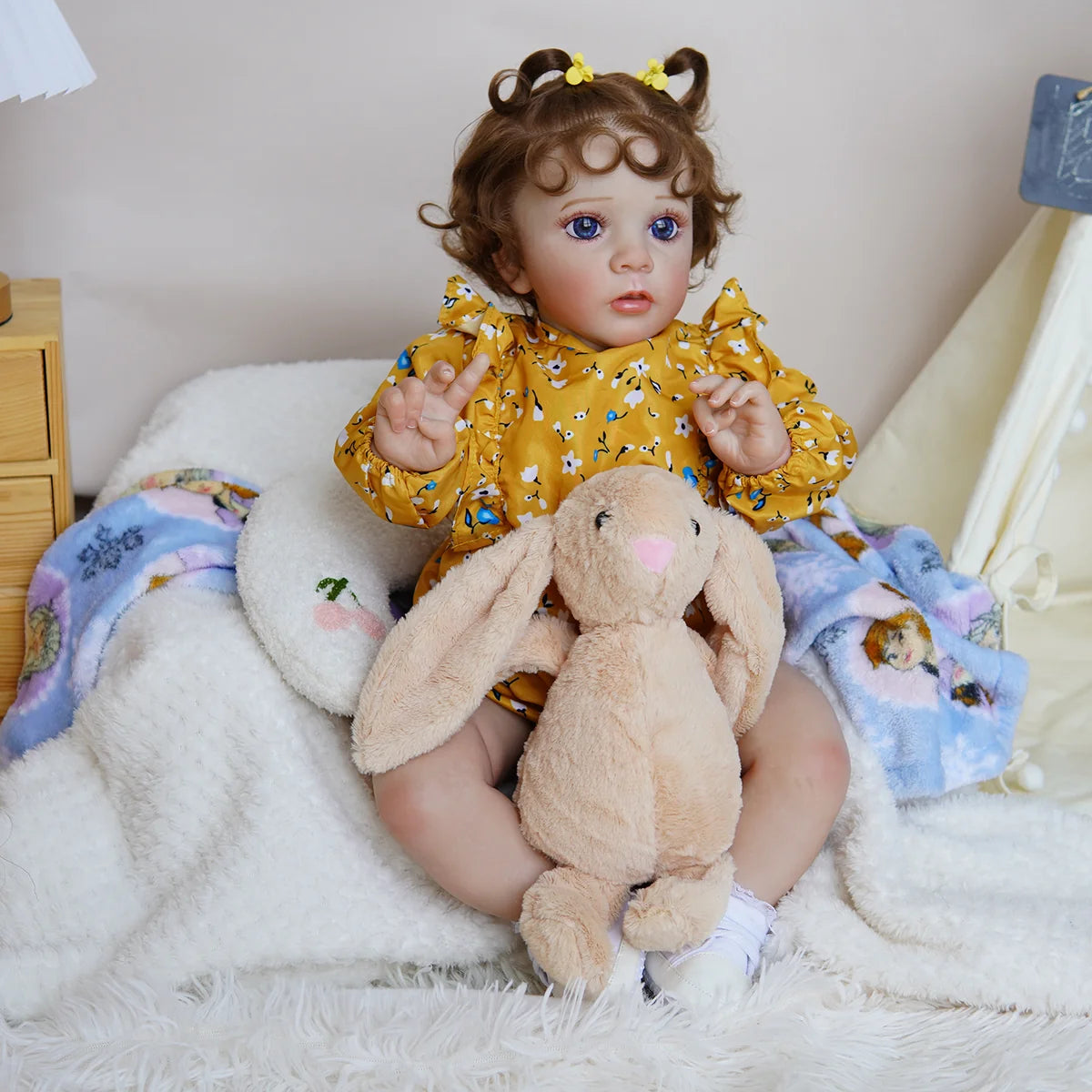 Boneca Bebê Reborn Silicone Realista 55cm Conjunto de Roupa Mamadeira Chupeta Brastoy
