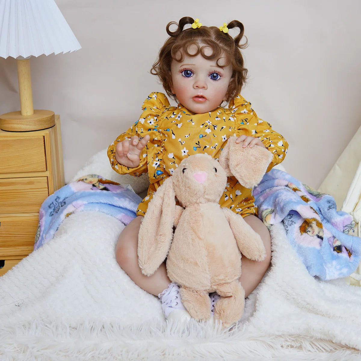 Boneca Bebê Reborn Silicone Realista 55cm Conjunto de Roupa Mamadeira Chupeta Brastoy