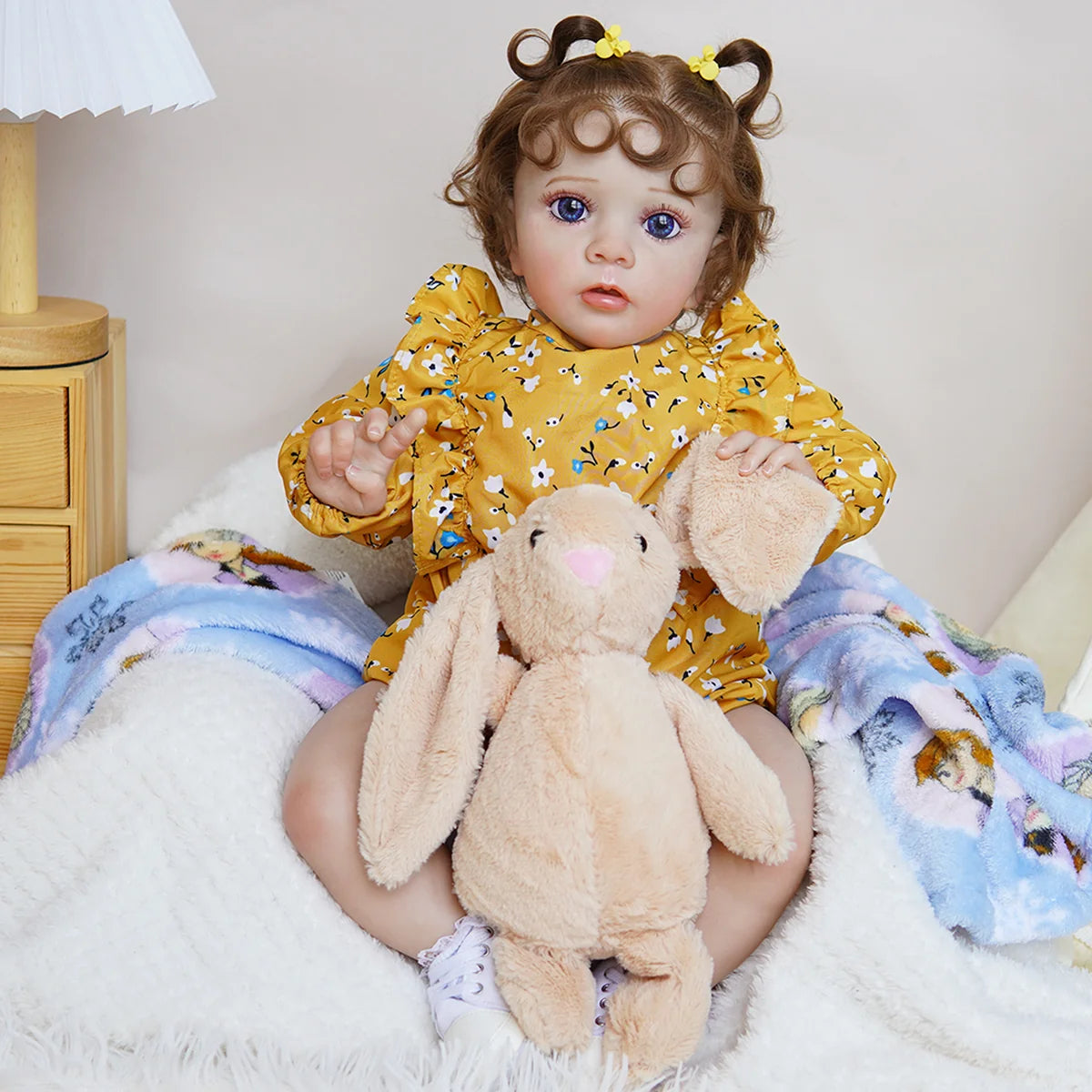 Boneca Bebê Reborn Silicone Realista 55cm Conjunto de Roupa Mamadeira Chupeta Brastoy