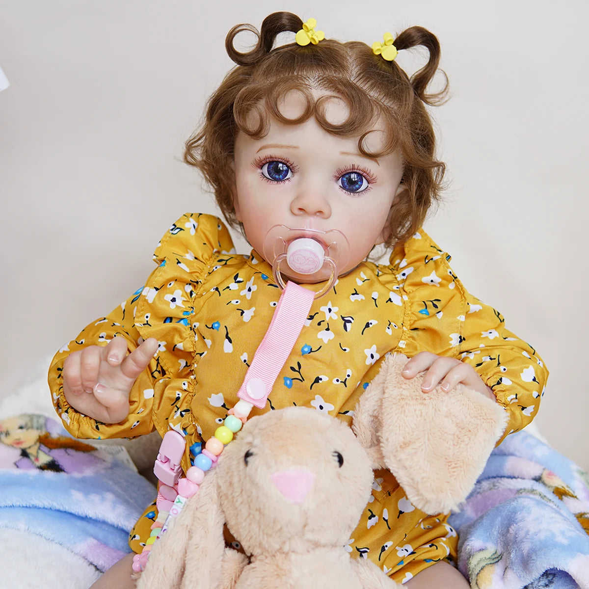 Boneca Bebê Reborn Silicone Realista 55cm Conjunto de Roupa Mamadeira Chupeta Brastoy