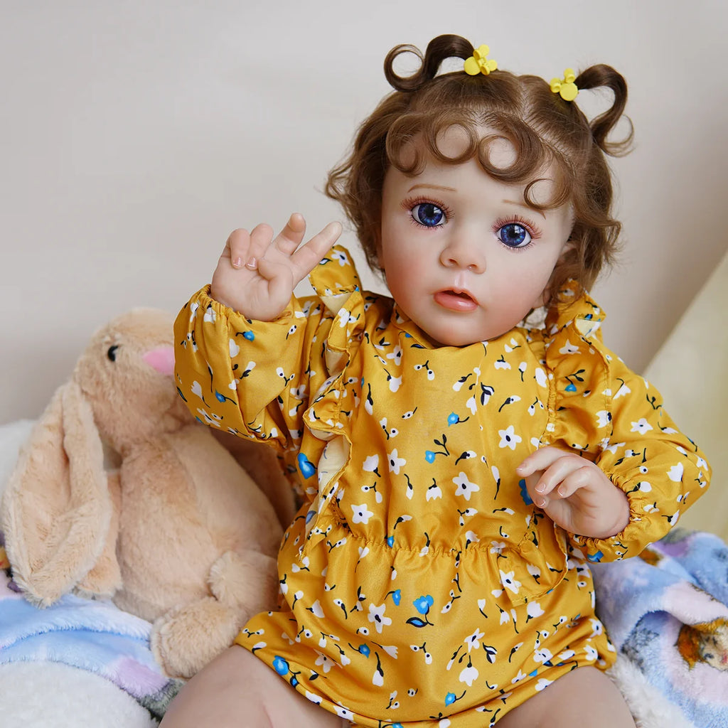 Boneca Bebê Reborn Silicone Realista 55cm Conjunto de Roupa Mamadeira Chupeta Brastoy