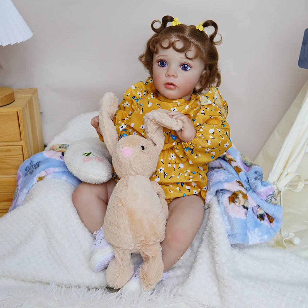 Boneca Bebê Reborn Silicone Realista 55cm Conjunto de Roupa Mamadeira Chupeta Brastoy