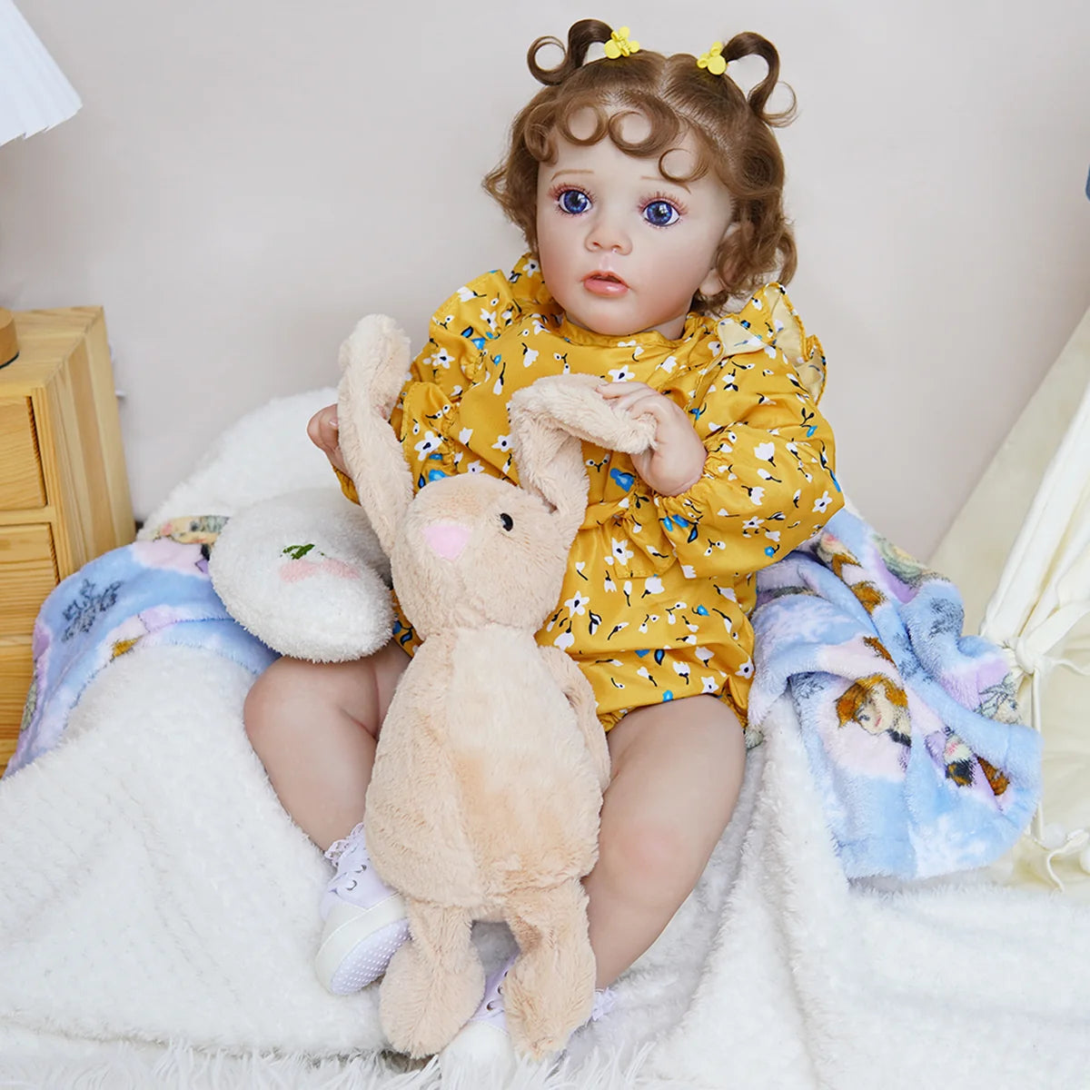 Boneca Bebê Reborn Silicone Realista 55cm Conjunto de Roupa Mamadeira Chupeta Brastoy