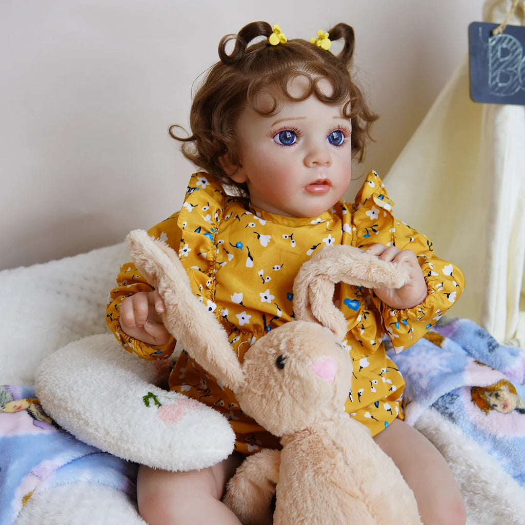 Boneca Bebê Reborn Silicone Realista 55cm Conjunto de Roupa Mamadeira Chupeta Brastoy