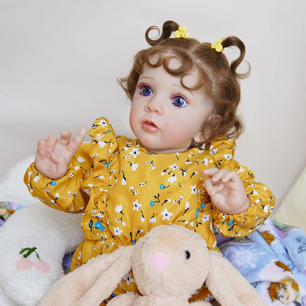 Boneca Bebê Reborn Silicone Realista 55cm Conjunto de Roupa Mamadeira Chupeta Brastoy