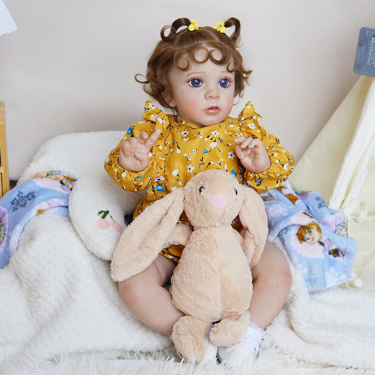 Boneca Bebê Reborn Silicone Realista 55cm Conjunto de Roupa Mamadeira Chupeta Brastoy