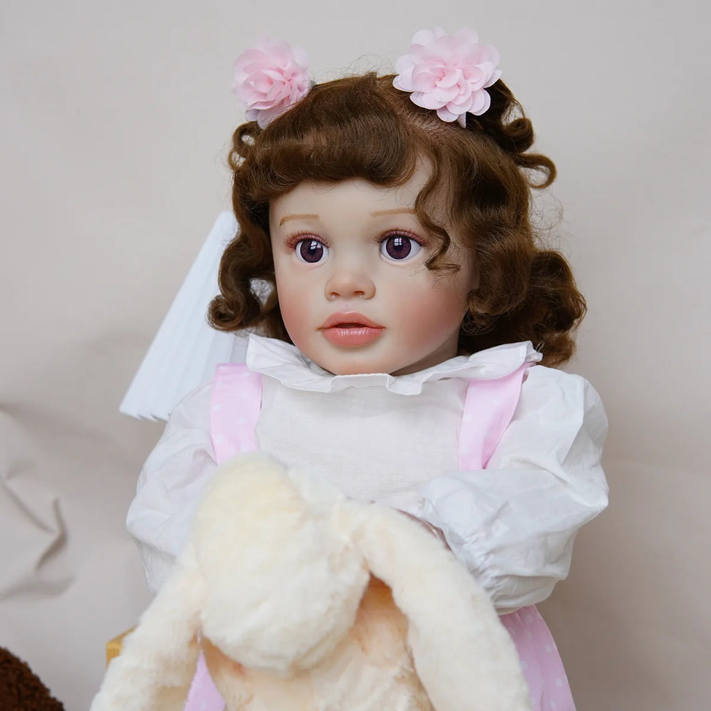 Boneca Bebê Reborn Corpo de Tecido 65cm Conjunto de Roupa Mamadeira Chupeta Brastoy