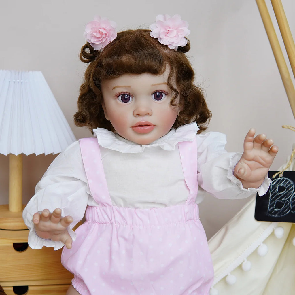 Boneca Bebê Reborn Corpo de Tecido 65cm Conjunto de Roupa Mamadeira Chupeta Brastoy
