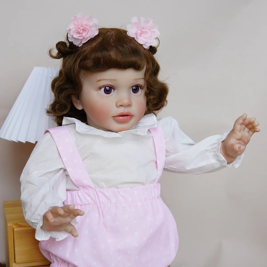 Boneca Bebê Reborn Corpo de Tecido 65cm Conjunto de Roupa Mamadeira Chupeta Brastoy