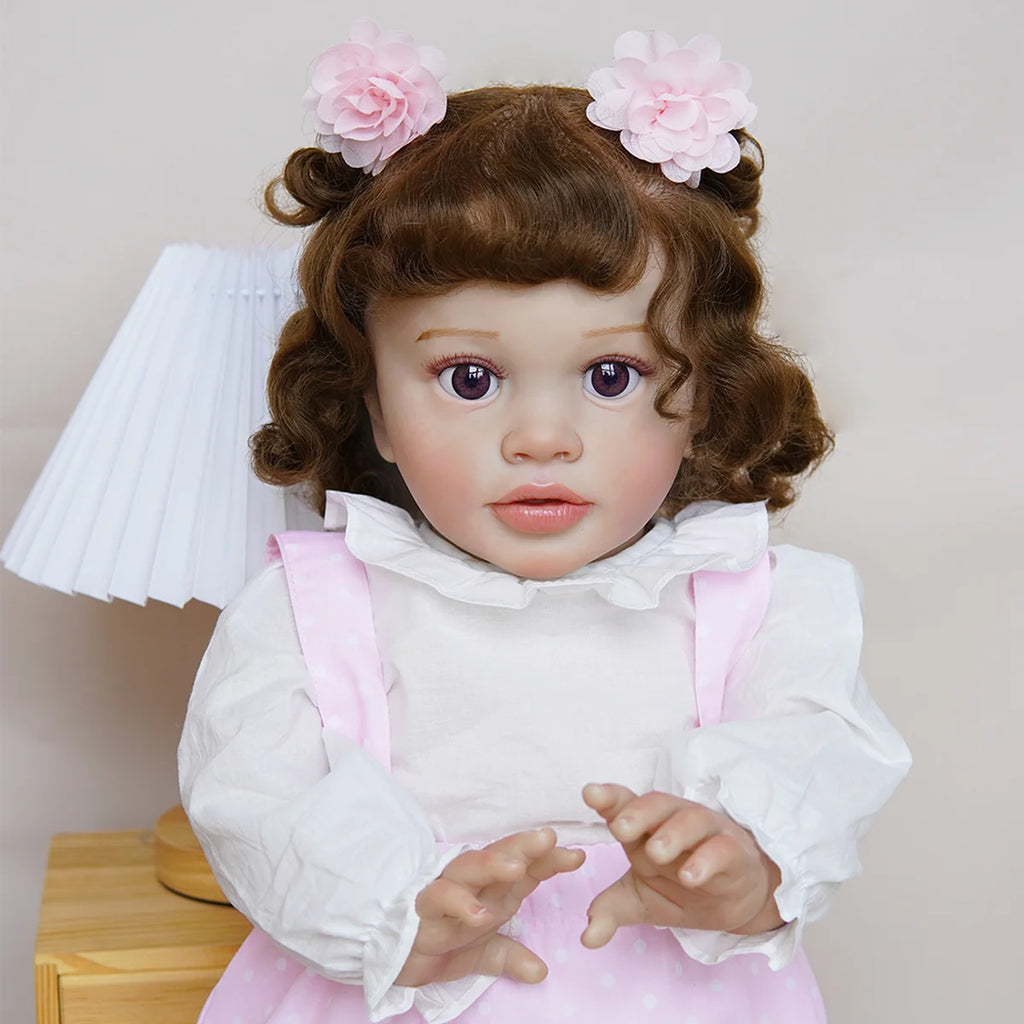 Boneca Bebê Reborn Corpo de Tecido 65cm Conjunto de Roupa Mamadeira Chupeta Brastoy