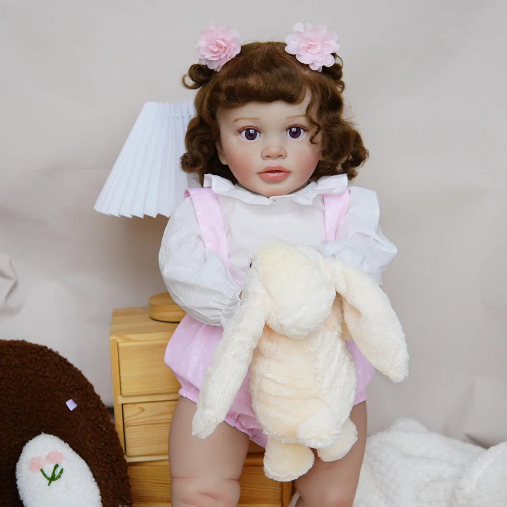 Boneca Bebê Reborn Corpo de Tecido 65cm Conjunto de Roupa Mamadeira Chupeta Brastoy