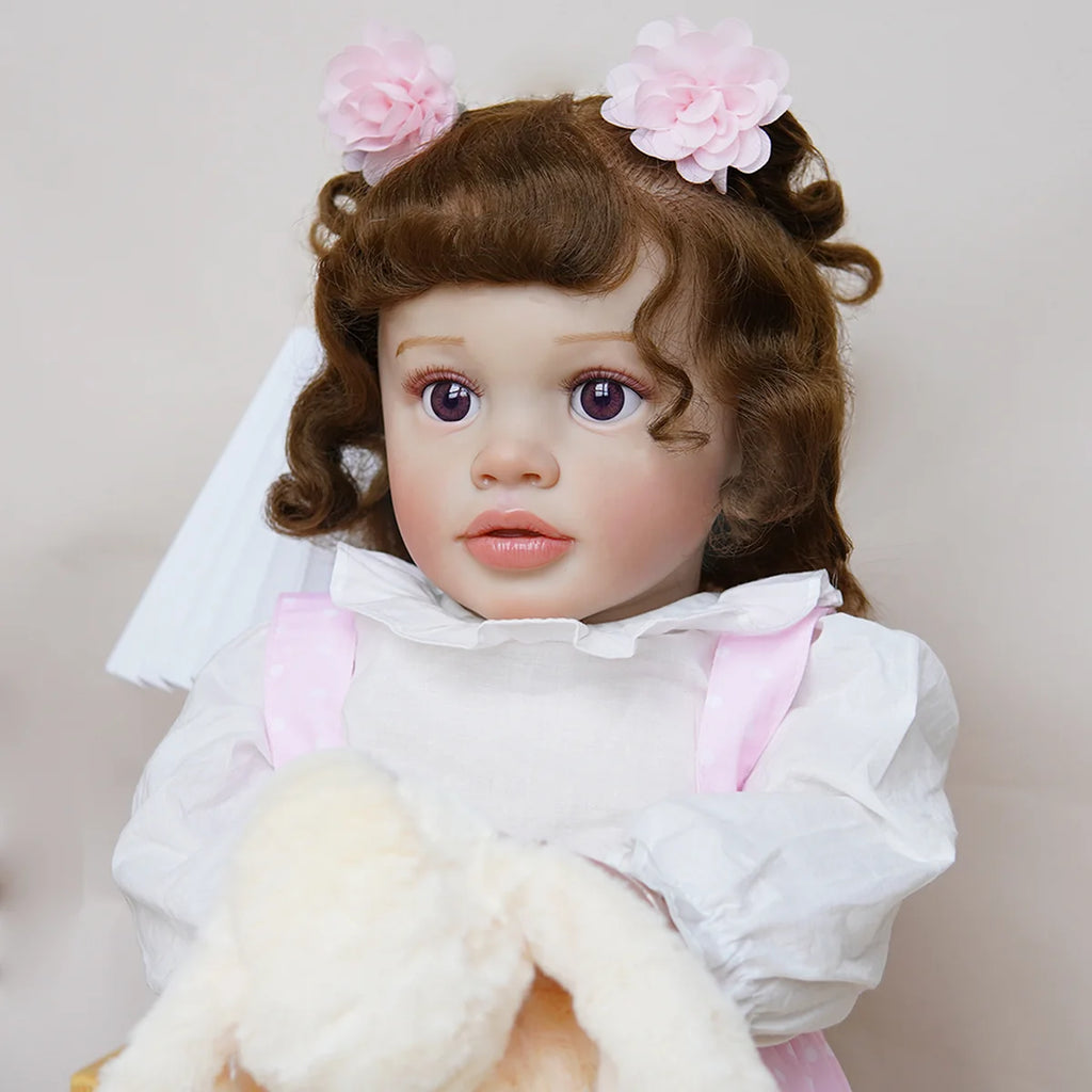 Boneca Bebê Reborn Corpo de Tecido 65cm Conjunto de Roupa Mamadeira Chupeta Brastoy