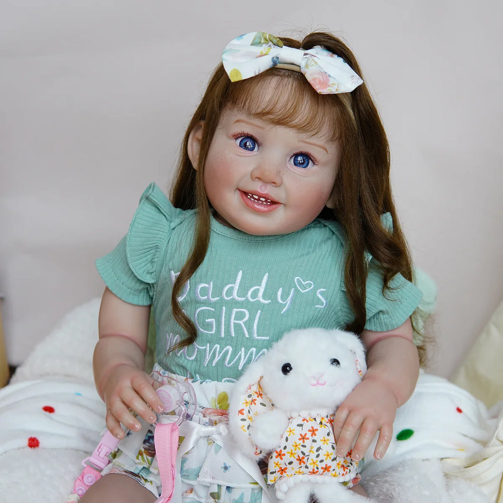 Boneca Bebê Reborn Corpo de Tecido 65cm Conjunto de Roupa Mamadeira Chupeta Brastoy