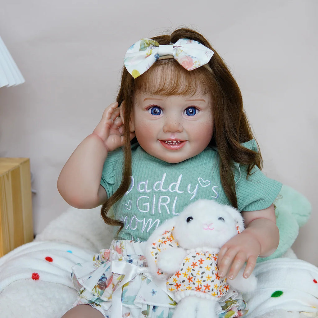 Boneca Bebê Reborn Corpo de Tecido 65cm Conjunto de Roupa Mamadeira Chupeta Brastoy