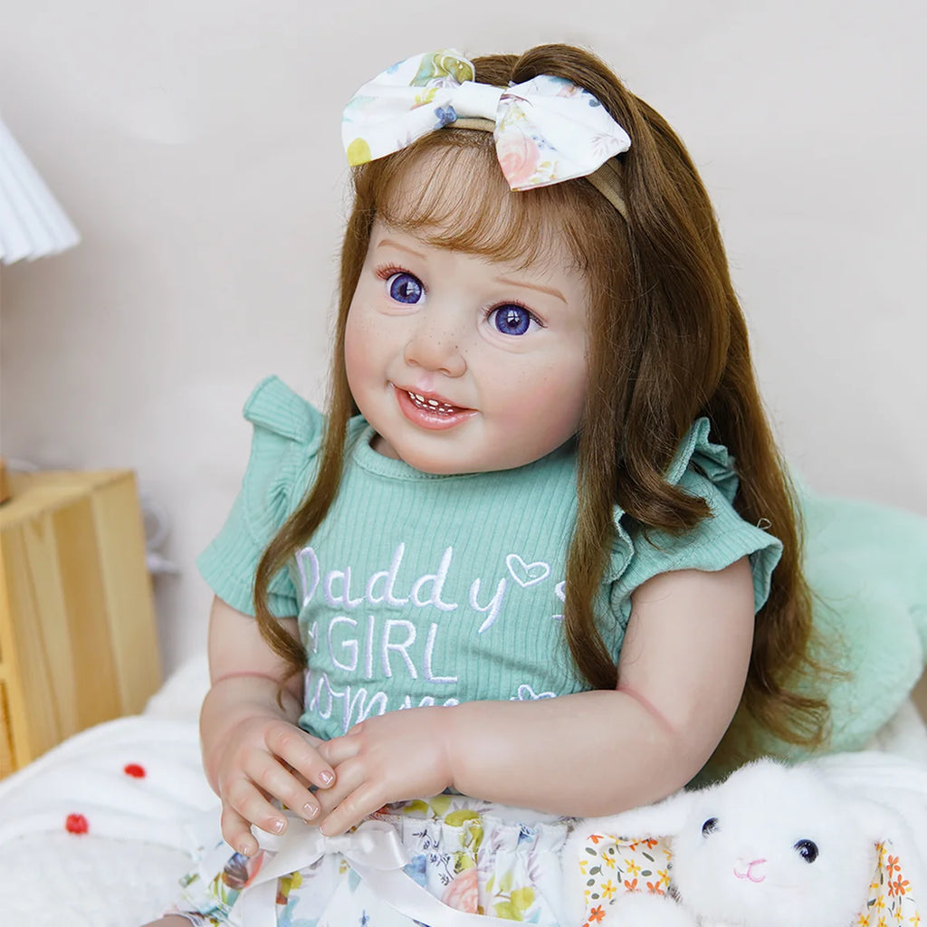 Boneca Bebê Reborn Corpo de Tecido 65cm Conjunto de Roupa Mamadeira Chupeta Brastoy