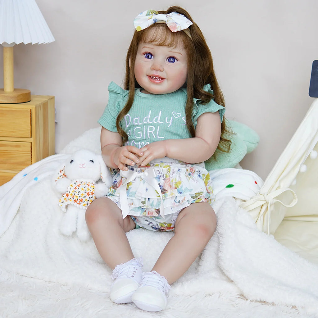 Boneca Bebê Reborn Corpo de Tecido 65cm Conjunto de Roupa Mamadeira Chupeta Brastoy