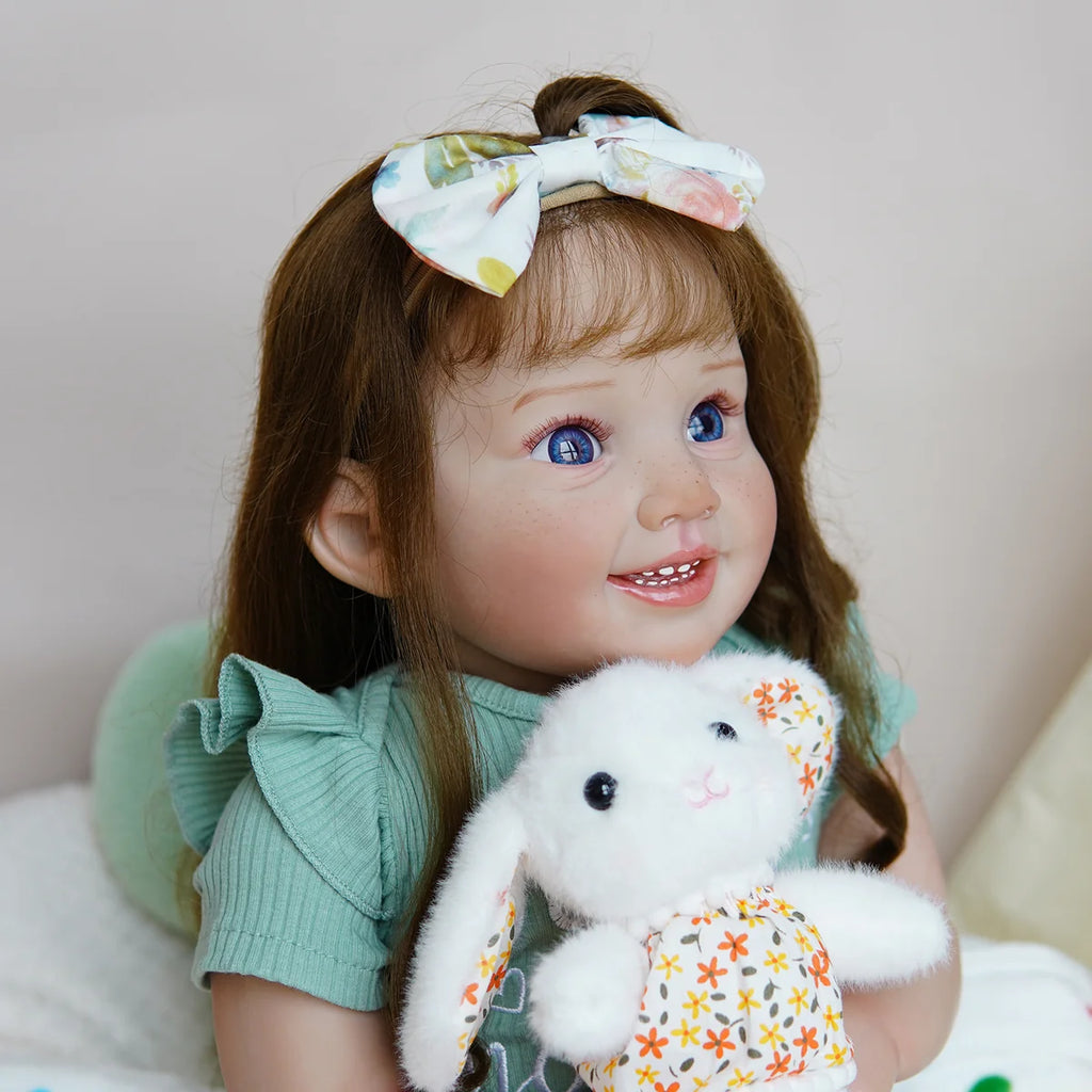 Boneca Bebê Reborn Corpo de Tecido 65cm Conjunto de Roupa Mamadeira Chupeta Brastoy