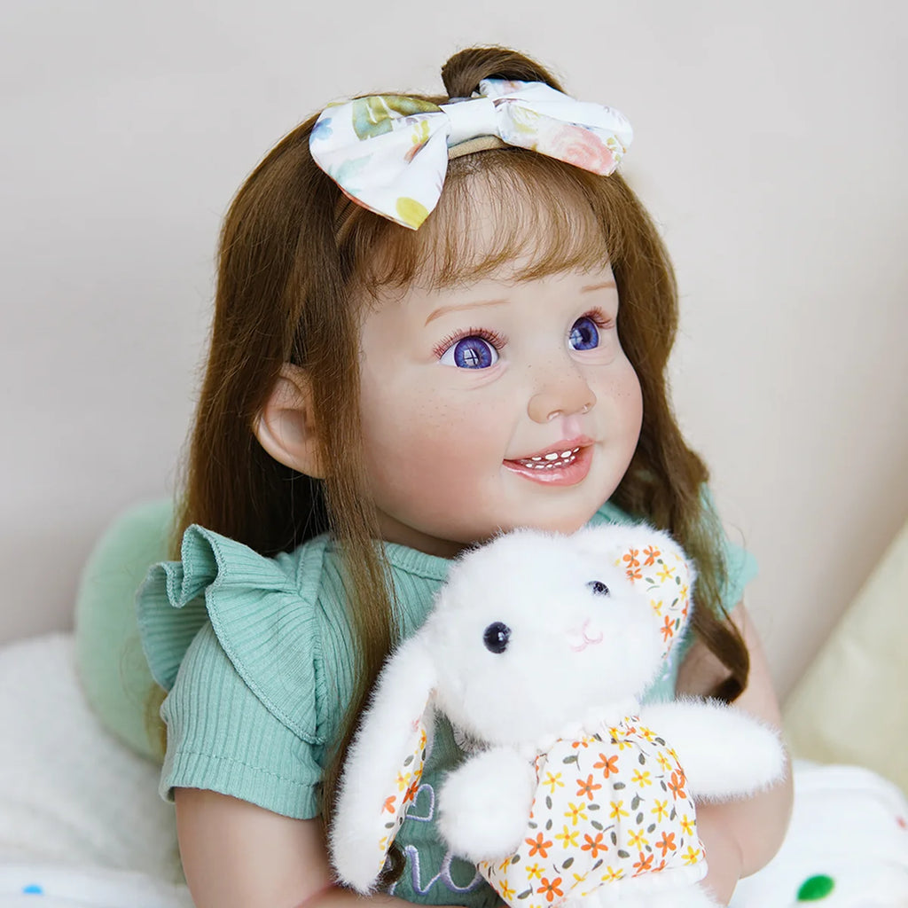 Boneca Bebê Reborn Corpo de Tecido 65cm Conjunto de Roupa Mamadeira Chupeta Brastoy