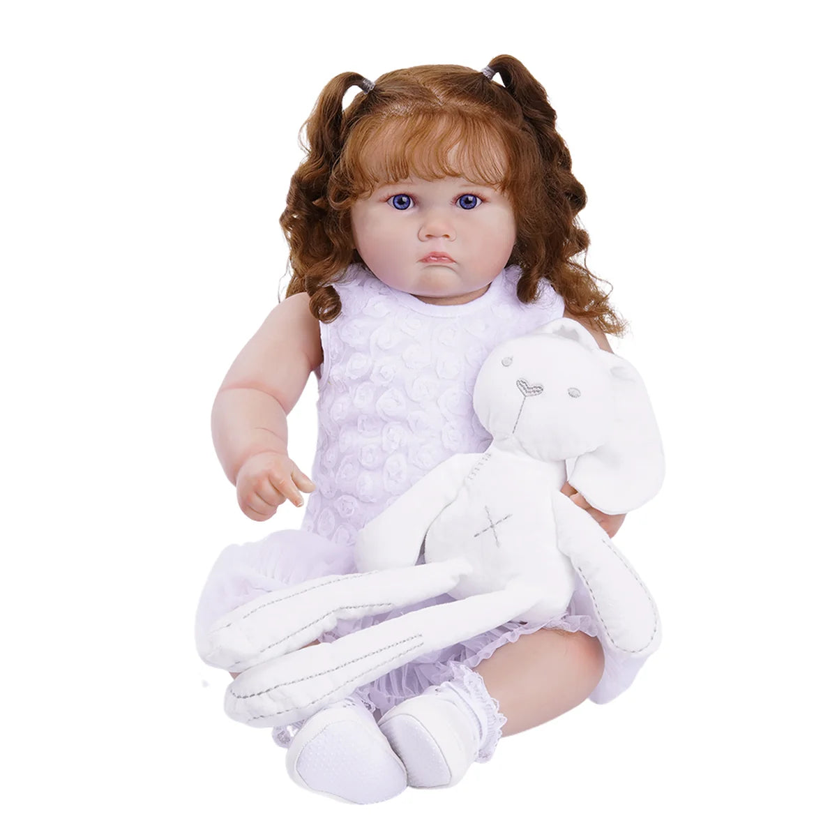 Boneca Bebê Reborn Corpo de Tecido 60cm Conjunto de Roupa Mamadeira Chupeta Brastoy