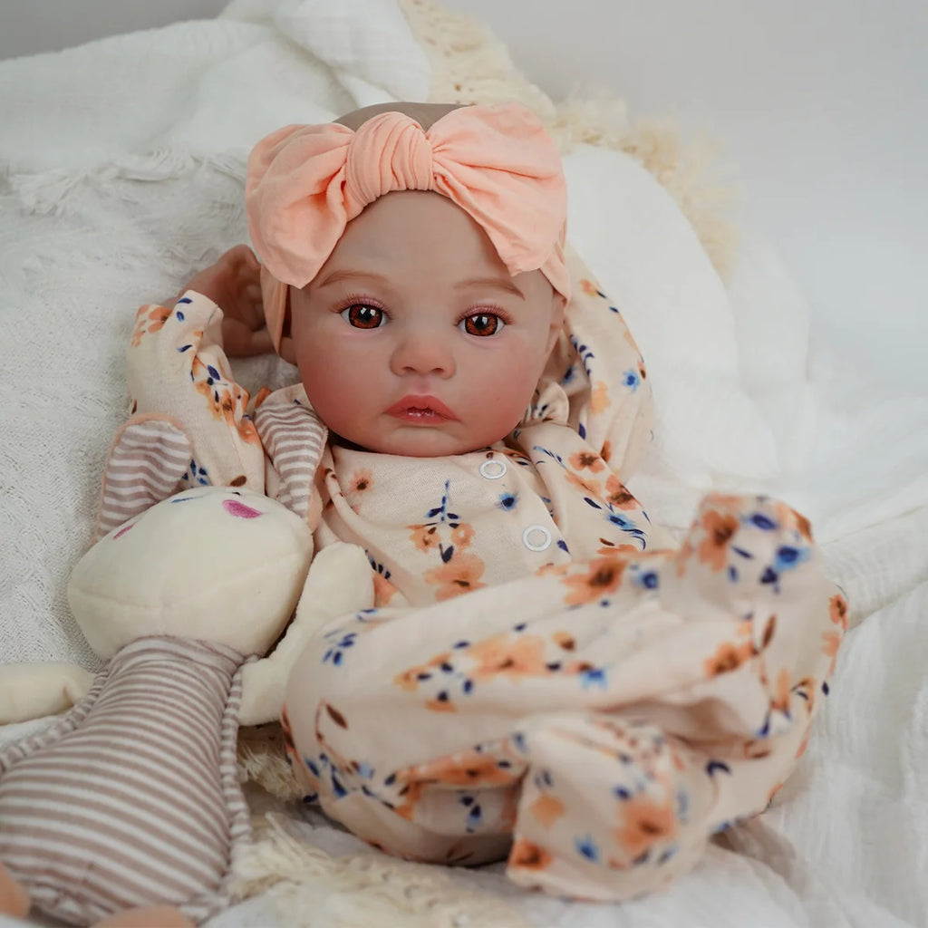 Boneca Bebê Reborn Realista Brastoy Original 48cm Silicone Kit Conjunto de Roupa Mamadeira Chupeta Certidão Fralda e Pelúcia