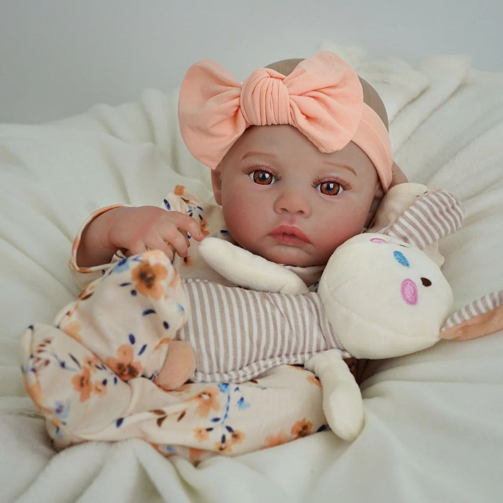 Boneca Bebê Reborn Realista Brastoy Original 48cm Silicone Kit Conjunto de Roupa Mamadeira Chupeta Certidão Fralda e Pelúcia