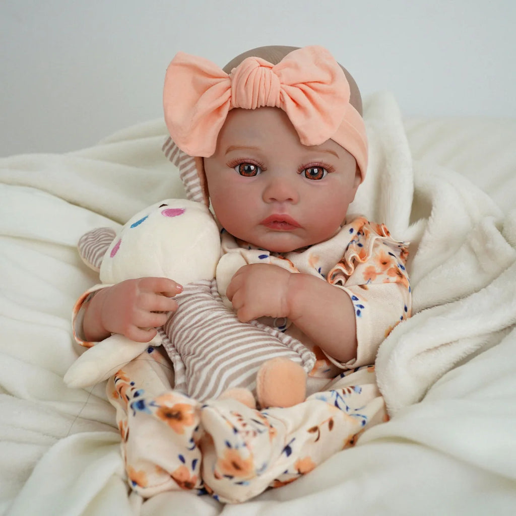 Boneca Bebê Reborn Realista Brastoy Original 48cm Silicone Kit Conjunto de Roupa Mamadeira Chupeta Certidão Fralda e Pelúcia