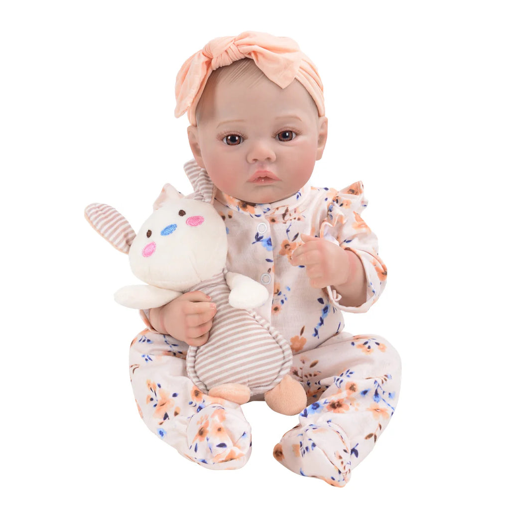 Boneca Bebê Reborn Realista Brastoy Original 48cm Silicone Kit Conjunto de Roupa Mamadeira Chupeta Certidão Fralda e Pelúcia