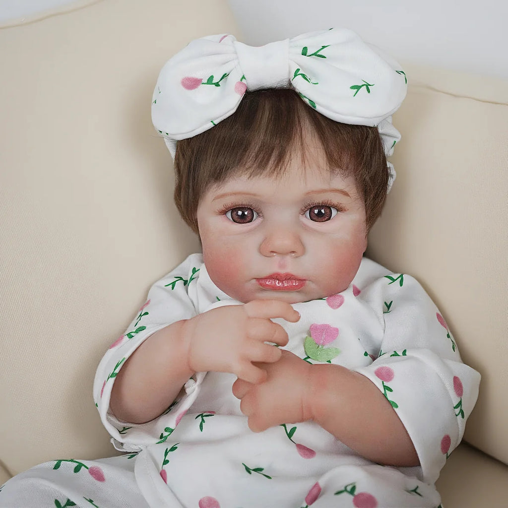 Boneca Bebê Reborn Silicone Realista 48cm Original Kit Acessórios Conjunto Roupa Mamadeira Chupeta Pelúcia Fralda Certidão