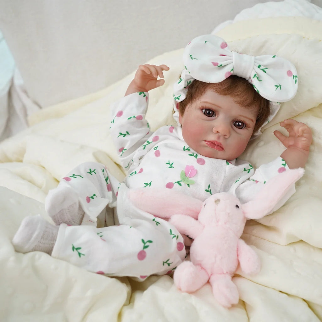 Boneca Bebê Reborn Silicone Realista 48cm Original Kit Acessórios Conjunto Roupa Mamadeira Chupeta Pelúcia Fralda Certidão