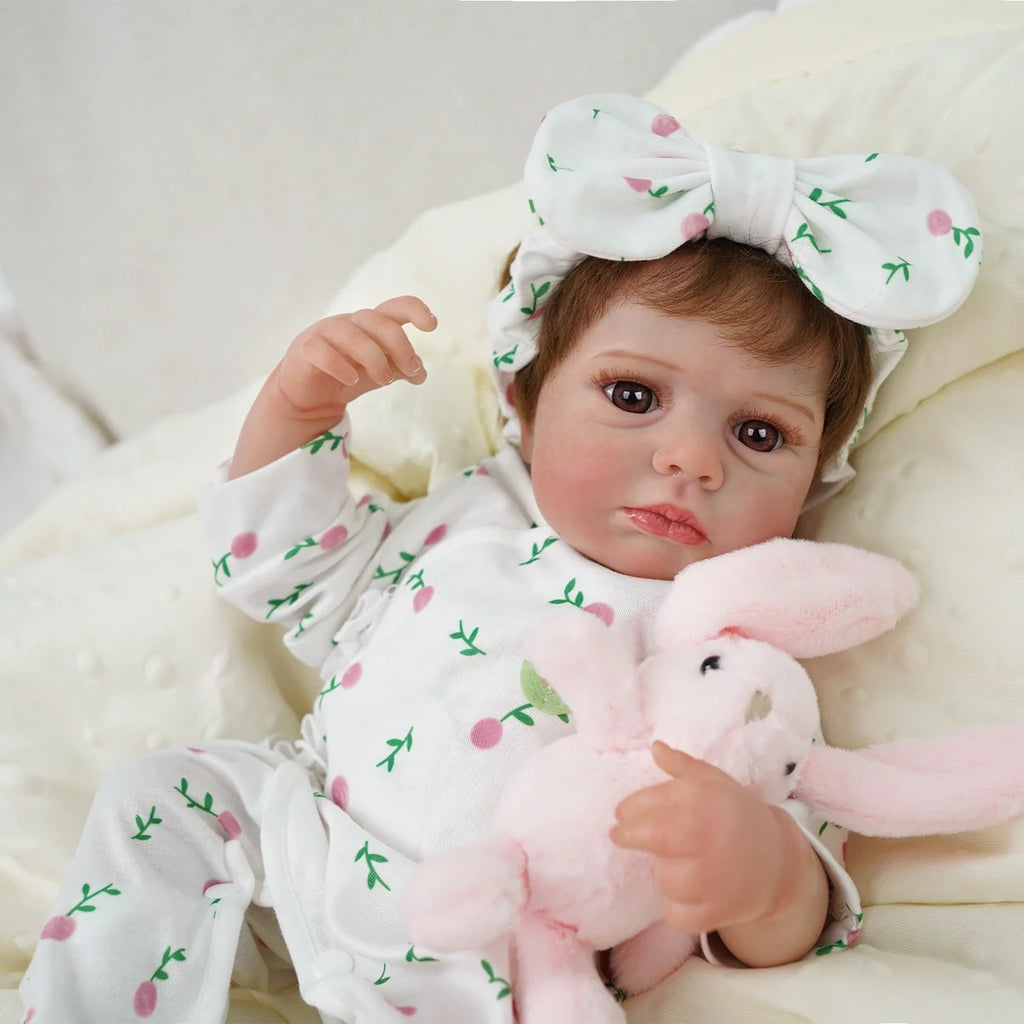 Boneca Bebê Reborn Silicone Realista 48cm Original Kit Acessórios Conjunto Roupa Mamadeira Chupeta Pelúcia Fralda Certidão