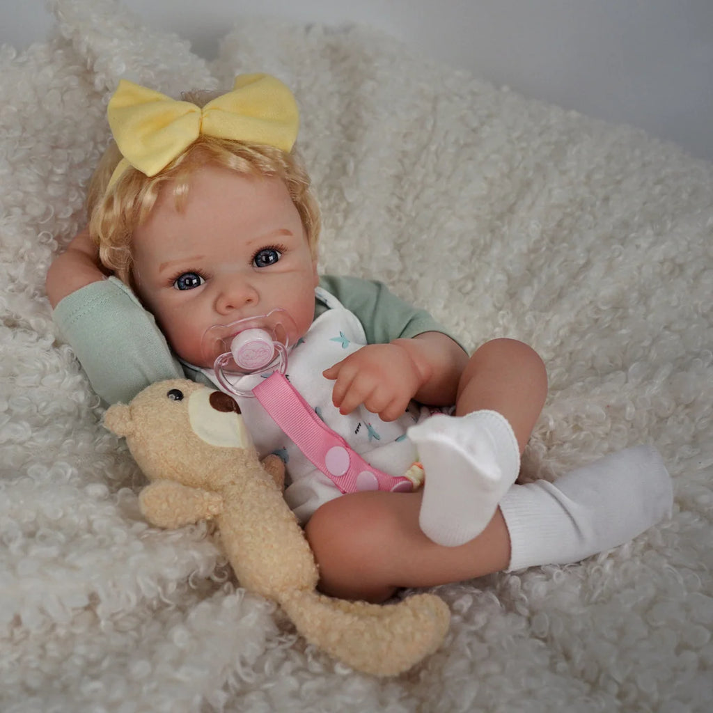 Boneca Bebê Reborn Silicone Realista 48cm Original Kit Acessórios Conjunto Roupa Mamadeira Chupeta Pelúcia Fralda Certidão