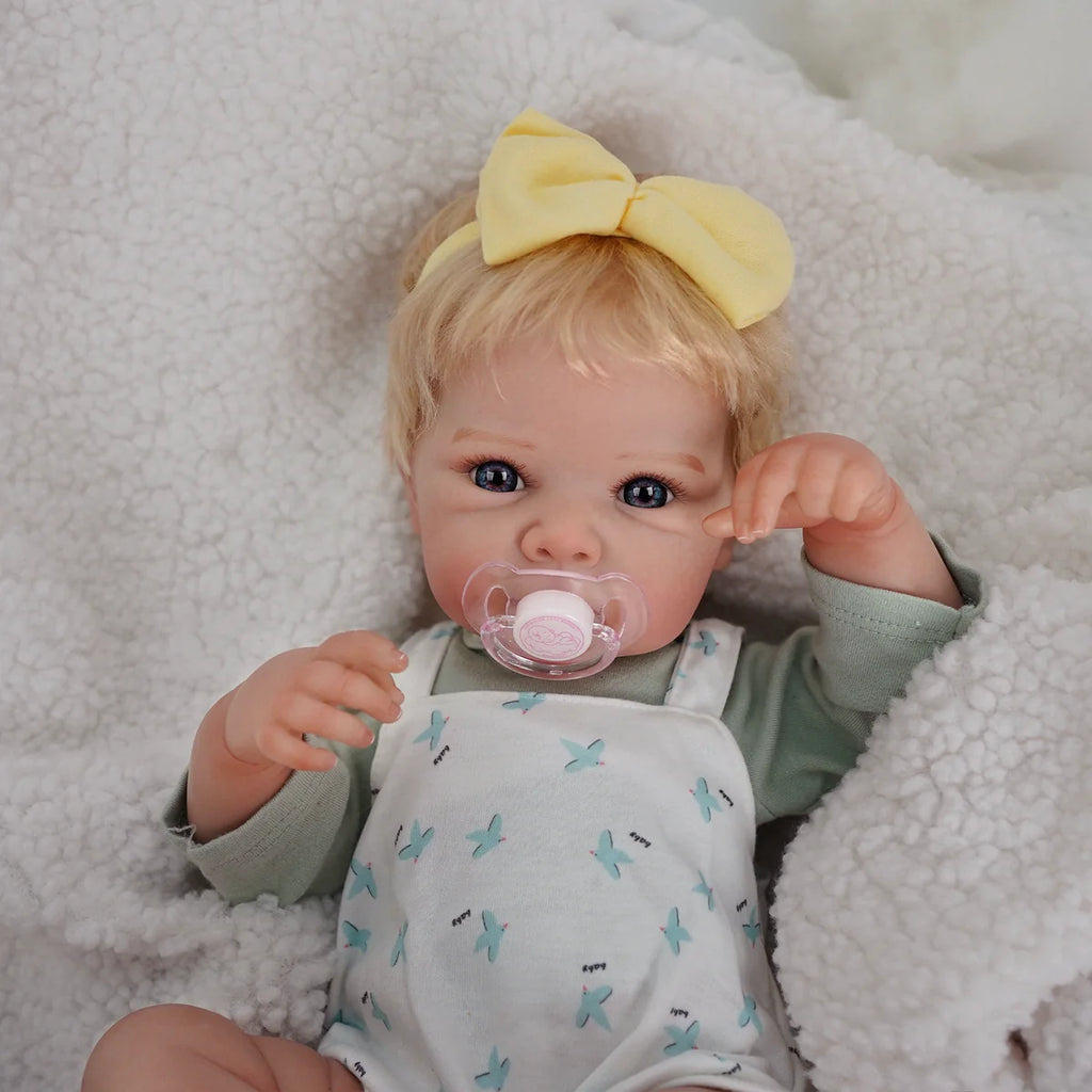 Boneca Bebê Reborn Silicone Realista 48cm Original Kit Acessórios Conjunto Roupa Mamadeira Chupeta Pelúcia Fralda Certidão
