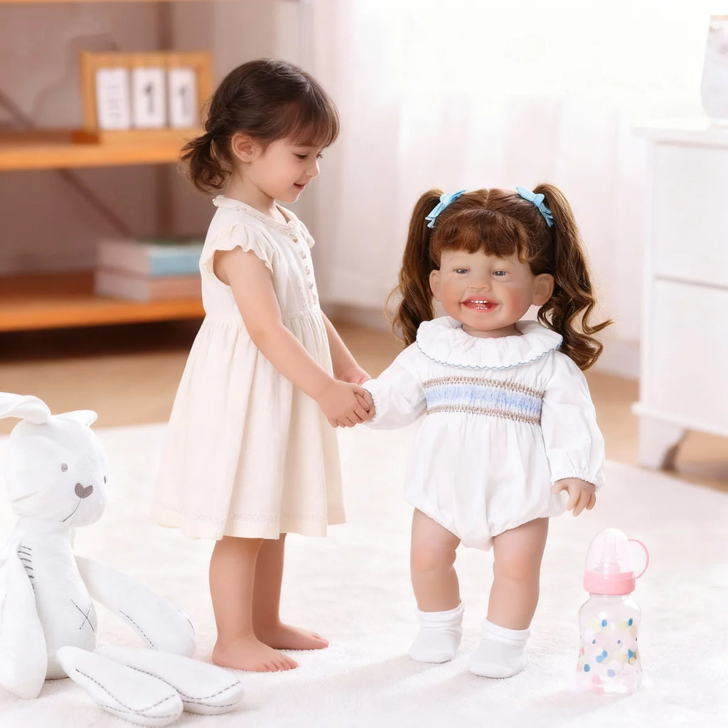 Boneca Bebê Reborn Brastoy Realista 60cm Silicone Conjunto de Roupa Chupeta Mamadeira Fralda Certidão e Pelúcia