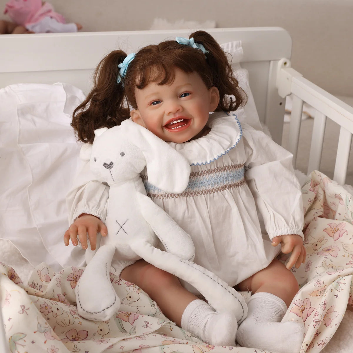 Boneca Bebê Reborn Brastoy Realista 60cm Silicone Conjunto de Roupa Chupeta Mamadeira Fralda Certidão e Pelúcia