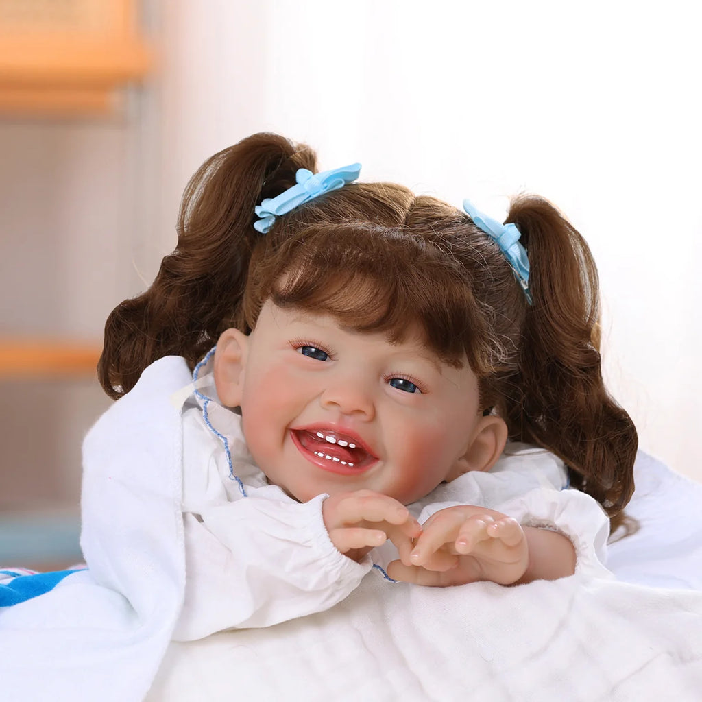 Boneca Bebê Reborn Brastoy Realista 60cm Silicone Conjunto de Roupa Chupeta Mamadeira Fralda Certidão e Pelúcia