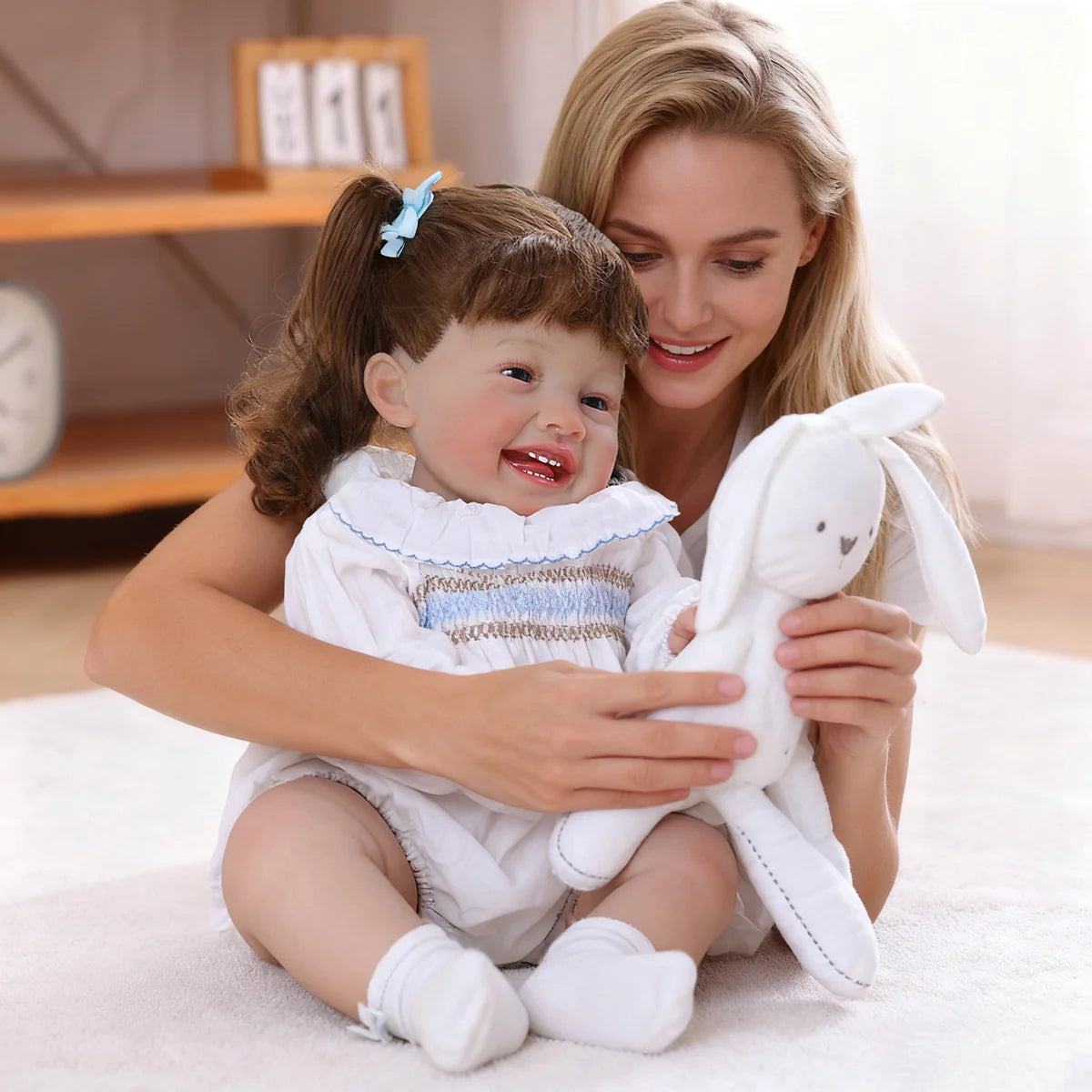 Boneca Bebê Reborn Brastoy Realista 60cm Silicone Conjunto de Roupa Chupeta Mamadeira Fralda Certidão e Pelúcia