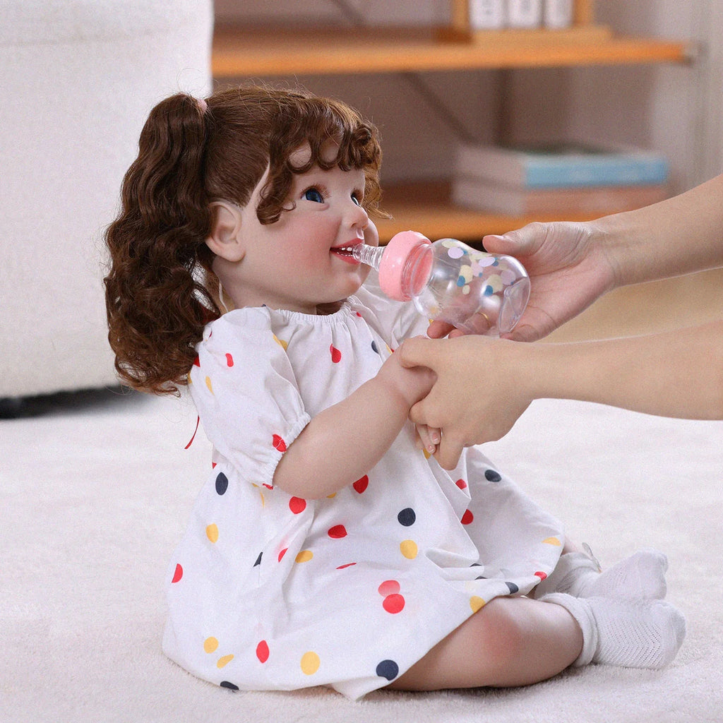 Boneca Bebê Reborn Menina 60cm Corpo De Pano Com Olho Azul