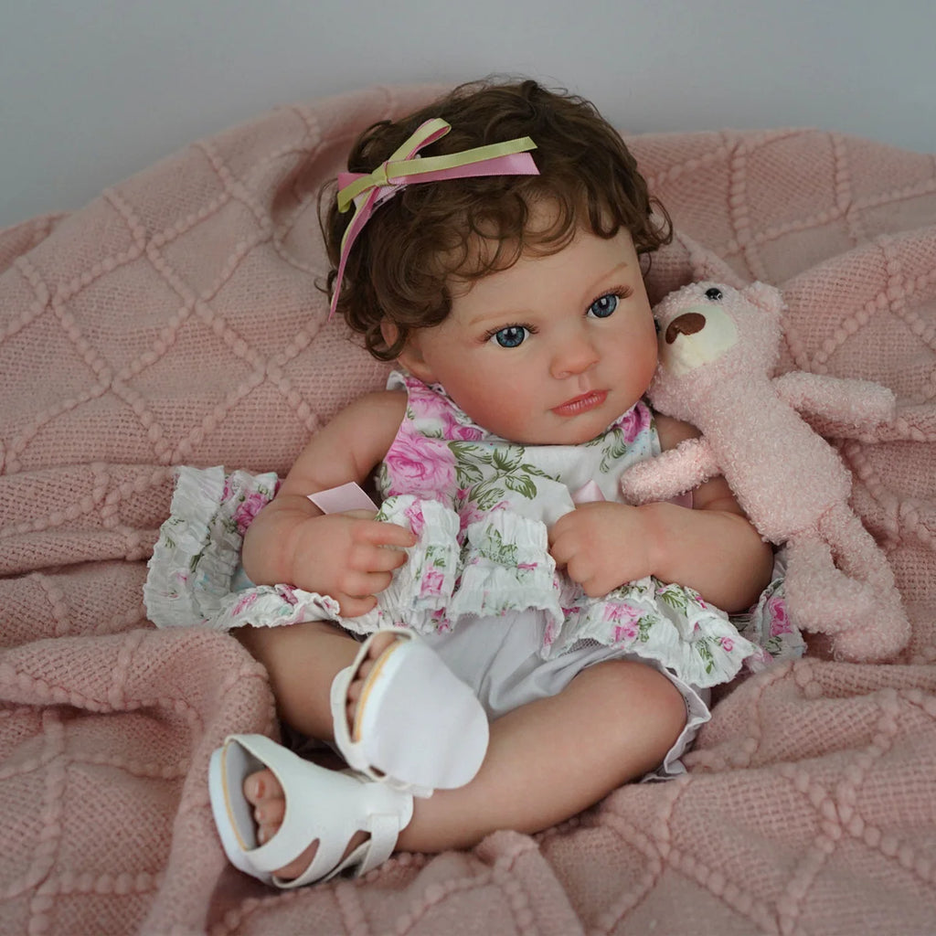 Bebê Reborn Boneca Corpo de silicone Pode Dar Banho 48cm Conjunto de Roupa Chupeta Mamadeira Fralda Certidão e Pelúcia Brastoy
