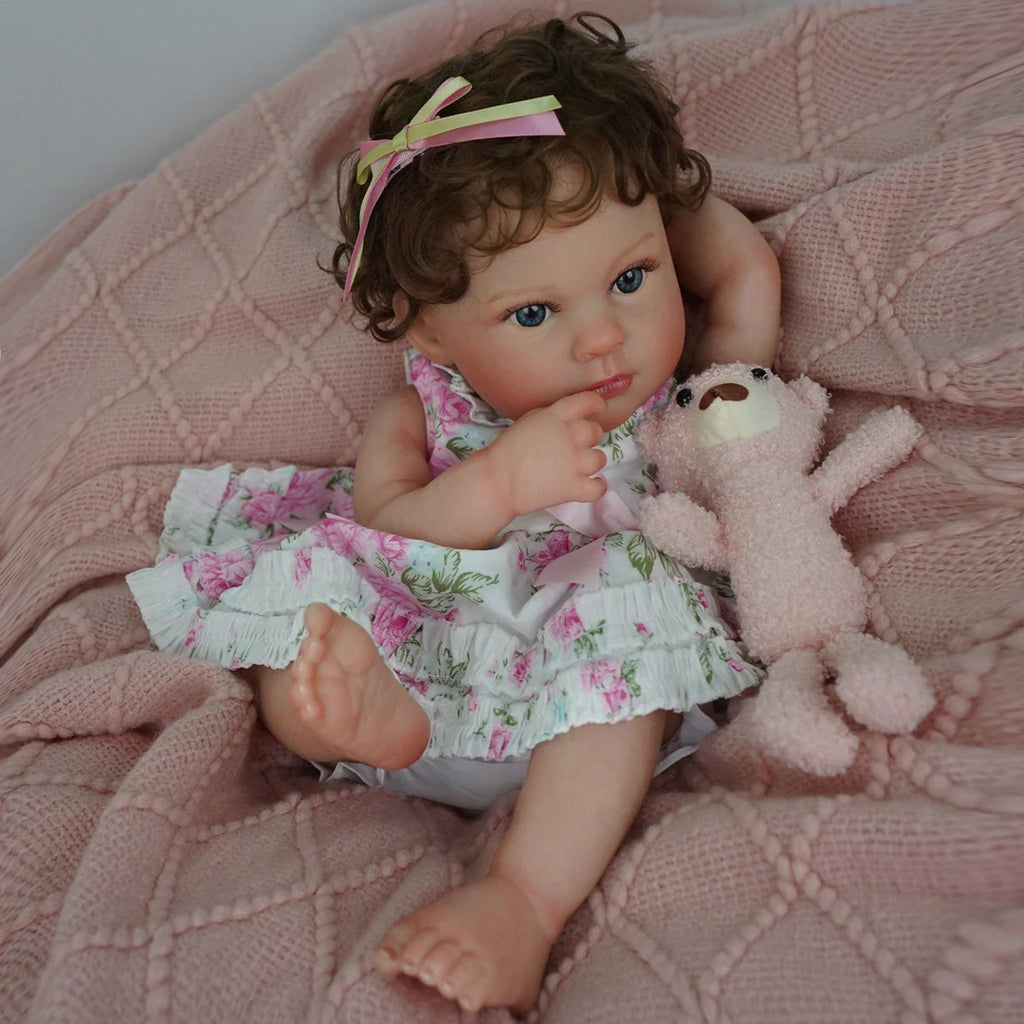Bebê Reborn Boneca Corpo de silicone Pode Dar Banho 48cm Conjunto de Roupa Chupeta Mamadeira Fralda Certidão e Pelúcia Brastoy